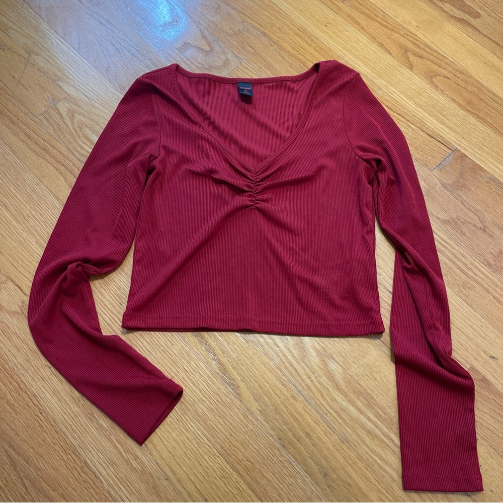 Women's Red Long Sleeve Top